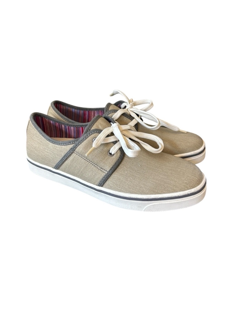 Vionic Bryson Tan Khaki Canvas Lace Up Sneakers Size 9